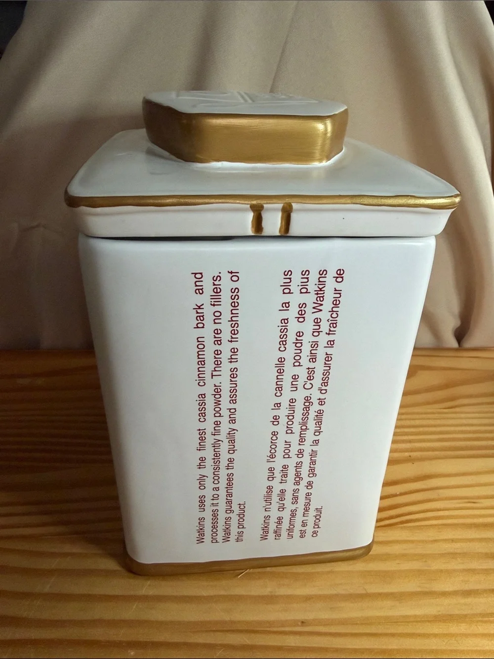 **Vintage Watkins Ceramic Cinnamon Cookie Jar by Sakura (Pristine Condition)**